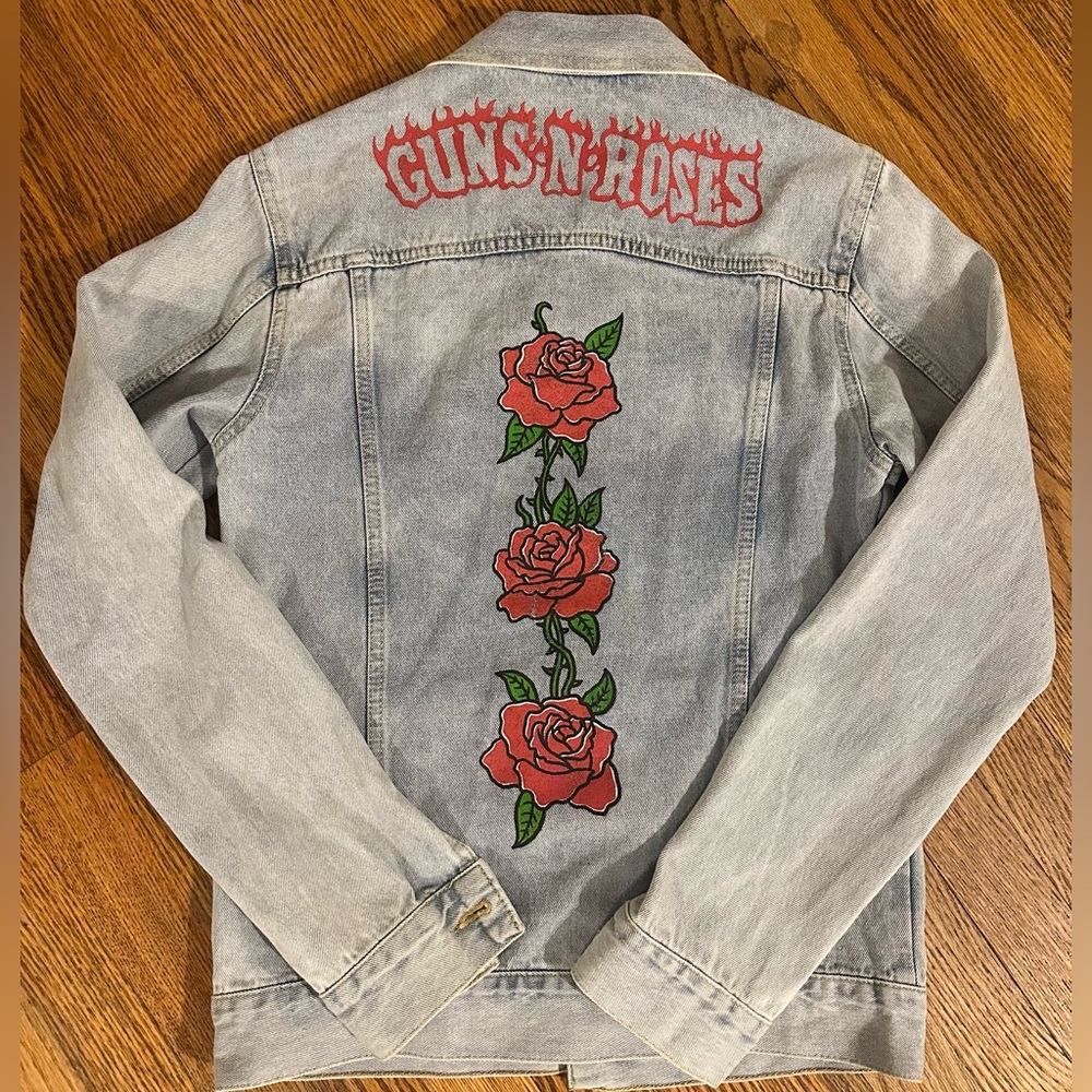 Guns N’ Roses Graphic Jean Denim Jacket Iconic Festival Band Music